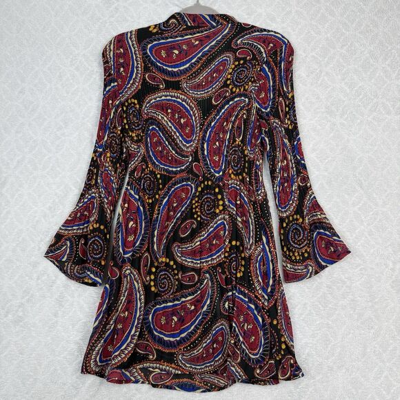 Vtg Y2K Pleated Ruffle Top Womens Large Paisley Boho Whimsigoth Dark Fairy 2000s - Picture 6 of 11
